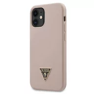 Etui i futerały do telefonów - Guess GUHCP12SLSTMLP iPhone 12 mini 5,4" jasnoróżowy/light pink hardcase Silicone Triangle Logo GUE000919 - miniaturka - grafika 1