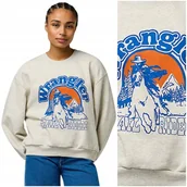 Bluzy damskie - Wrangler OVERSIZED SWET Oat Mele luźna bluza bawełniana damska z logo L - miniaturka - grafika 1