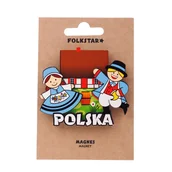 Magnesy - DREWNIANY MAGNES NA LODÓWKĘ FOLK - PARA KASZUBSKA FOLKSTAR - miniaturka - grafika 1