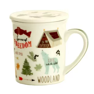 Kubek WOODLAND z zaparzaczem i pokrywką – uroczy gadżet zestaw do parzenia herbaty prezent podarunek na każdą okazję - Kubki - miniaturka - grafika 1
