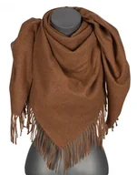 Apaszki i szaliki damskie - Chusta damska bawełniana jednokolorowa na prezent z frędzlami FGC-19 jasny brąz - miniaturka - grafika 1