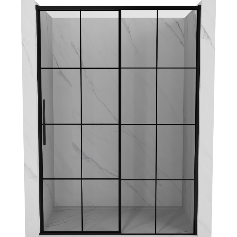 Mexen Rox drzwi prysznicowe rozsuwane prawe 155 cm, czarna kratka, czarne - 8C2-155-000-70-77-P