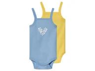 Body dla niemowląt - lupilu® Body niemowlęce bawełniane, 2 sztuki (Niebieski/żółty, 62/68) - miniaturka - grafika 1