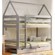 Łóżka dla dzieci i młodzieży - Szare piętrowe łóżko domek dla dzieci z szufladami - Zuzu 4X 190x90 cm - miniaturka - grafika 1