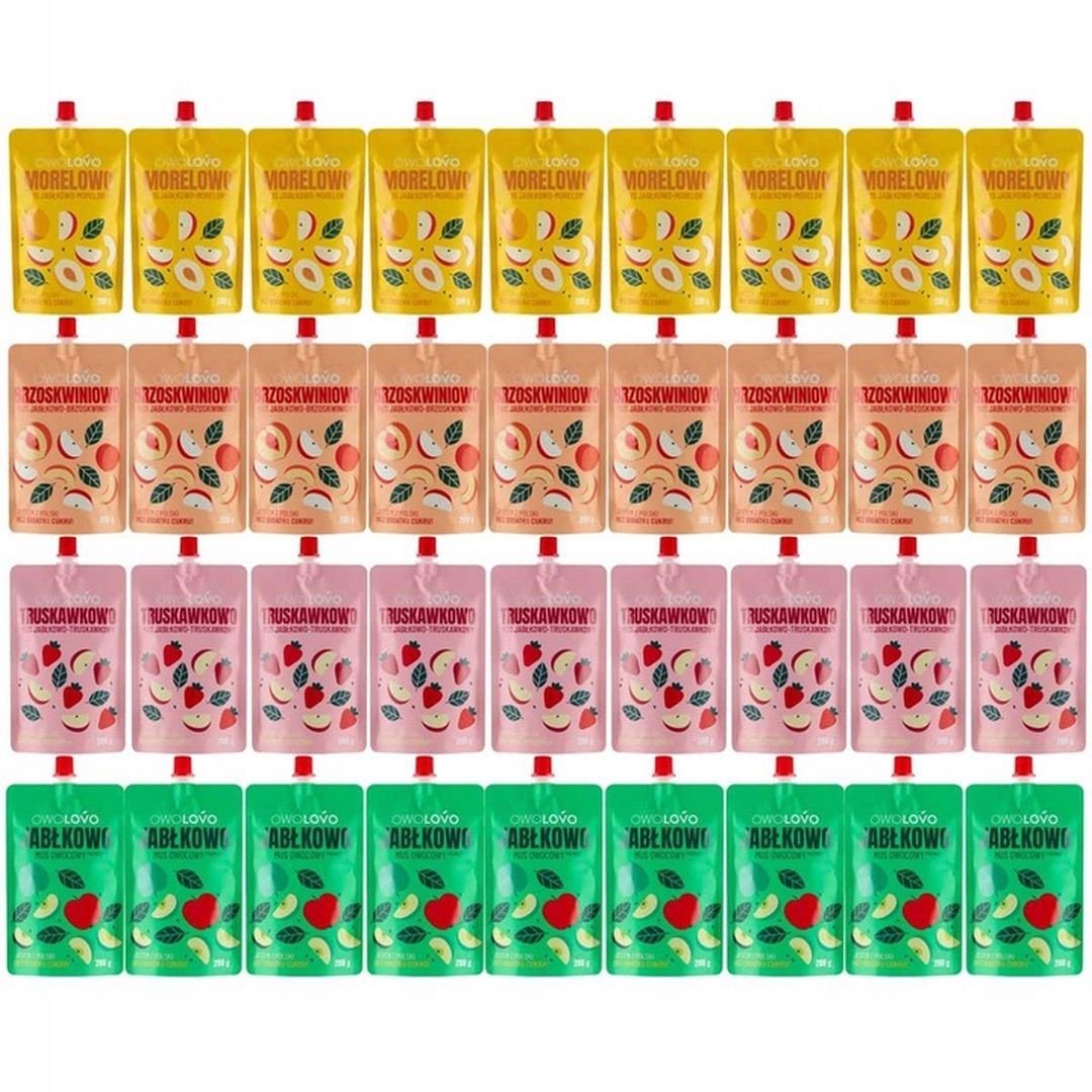 Owolovo Mix 4 smaków musów owocowych 200 g x 36 sztuk
