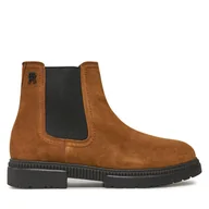 Botki męskie - Sztyblety Tommy Hilfiger Casual Cleated Suede Chelsea FM0FM05037 Brązowy - miniaturka - grafika 1