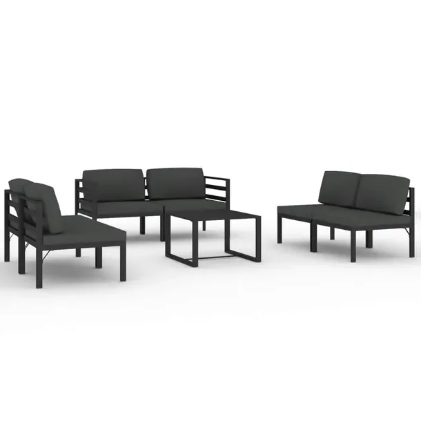 Aluminiowy zestaw wypoczynkowy do ogrodu antracytowy, modułowy 6-osobowy