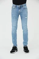 Spodnie męskie - JUST CAVALLI Niebieskie jeansy Super Slim Chain - Just Cavalli - miniaturka - grafika 1