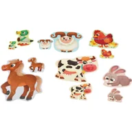 Puzzle - Puzzle dla dzieci 6w1 Zwierzęta z farmy na wsi box układanka w pudełku - miniaturka - grafika 1