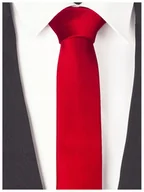Krawaty i muchy męskie - GŁADKI Jednokolorowy Krawat 7cm Męski CZERWIEŃ R17 - miniaturka - grafika 1