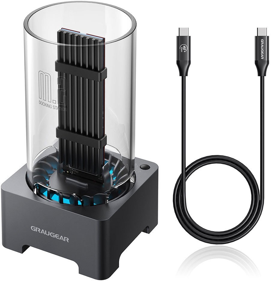 Graugear USB 4.0 Docking Station für M.2 NVMe SSD mit Heatsink und Lüfter G-M2DK-U4-40G