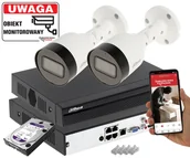 Zestawy do monitoringu - Zestaw startowy do domu 2 kamery IPC-HFW1530S-0280B-S6 + rejestrator 4CH POE 5Mpx - miniaturka - grafika 1