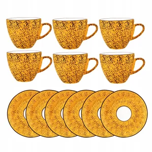 Filiżanka do herbaty kawy porcelanowa żółta 300ml i spodek 15cm Wilmax - Filiżanki - miniaturka - grafika 1