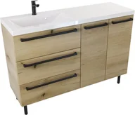 Szafki łazienkowe - Szafka z umywalką ATHOS  stojąca 120 cm lewa - Uchwyt Czarny Mat - miniaturka - grafika 1