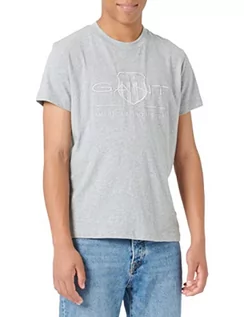 Koszulki męskie - GANT T-shirt męski, szary melanż, XL - grafika 1