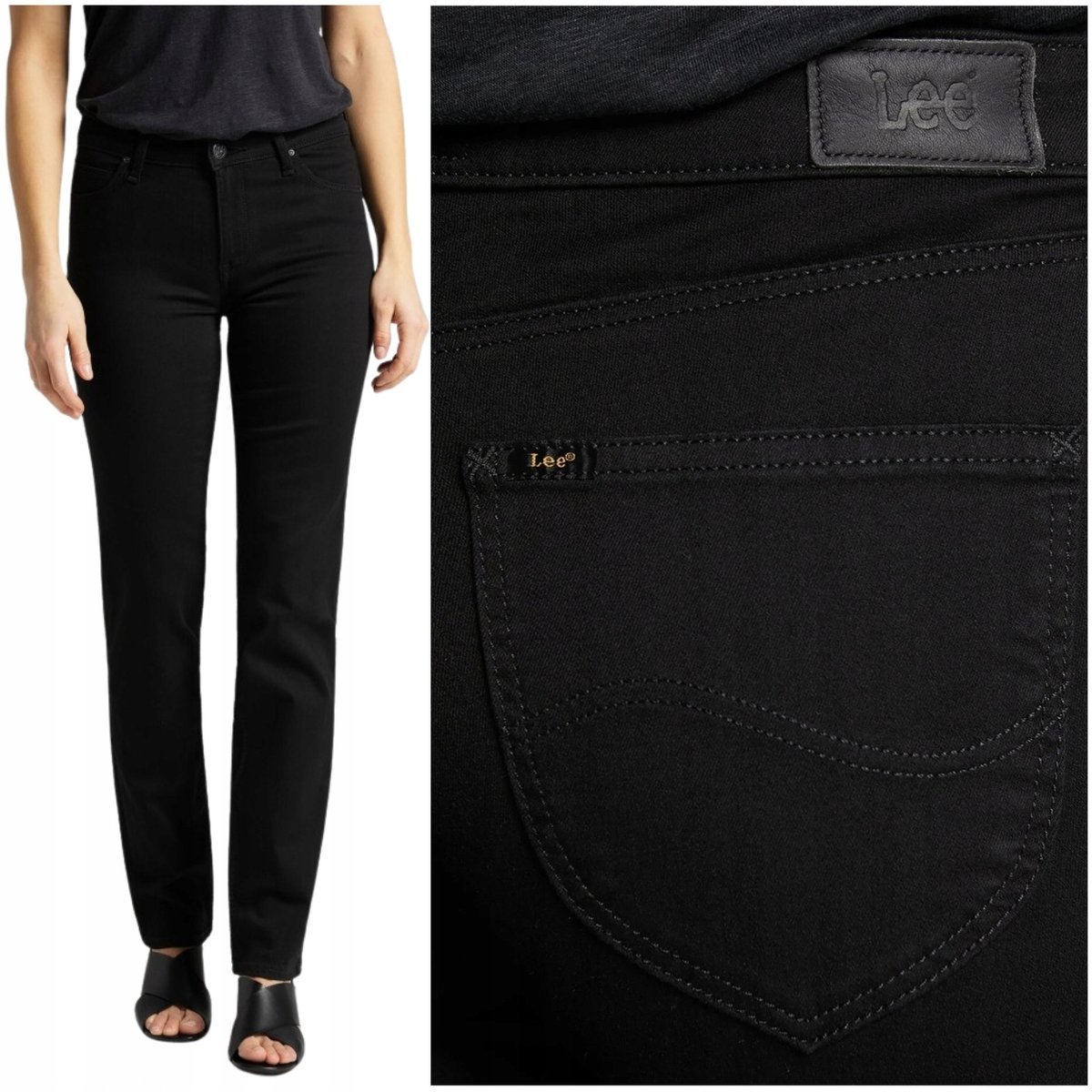 Lee Marion Straight Rinse czarne proste damskie spodnie jeansowe W32 L31