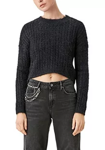 Q/S designed by Sweter damski Langarm długi rękaw sweter regularny krój, szary/czarny, XS - Swetry damskie - miniaturka - grafika 1