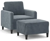 Fotele - Ciemnoszary wypoczynkowy fotel z podnóżkiem S0-M53 - miniaturka - grafika 1