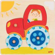 Układanki dla dzieci - Goki Układanka z traktorem 57702 - miniaturka - grafika 1