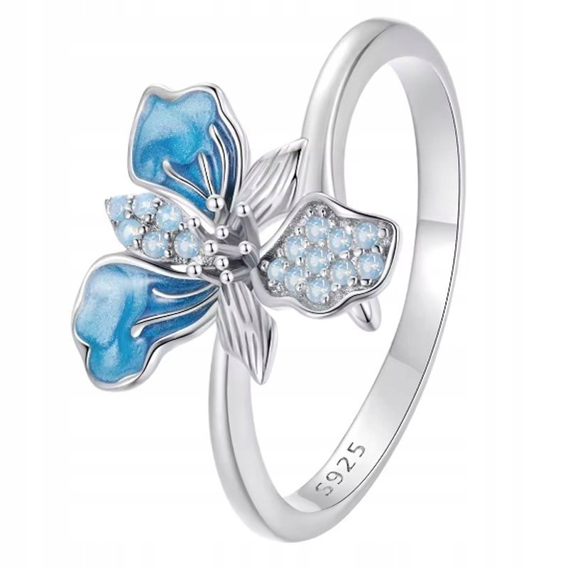 Pierścionek Srebrny Pierścionek Regulowany Kwiat Irys Srebro 925