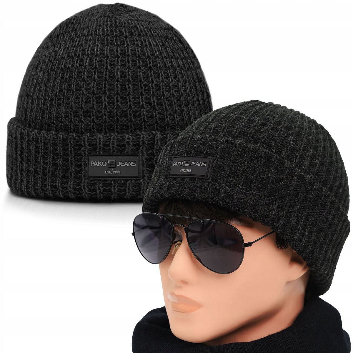 CZAPKA męska ZIMOWA Ciepła na Mrozy CZARNA Produkt Polski Pako Jeans