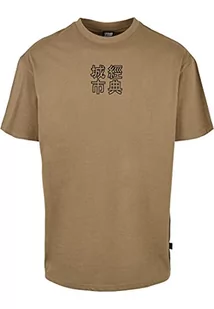 Urban Classics Męski T-shirt z chińskim napisem na przodzie i plecach, chiński symbol herbaty, górna część dla mężczyzn dostępna w 2 kolorach, rozmiary S – 5XL, khaki/czarny., S - Koszulki męskie - miniaturka - grafika 1
