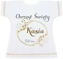 Szatka na chrzest z motywem RETRO - Pamiątka Chrztu Świętego - Ubranka do chrztu - miniaturka - grafika 1