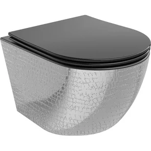 Mexen Lena Miska Wc Rimless Z Deską Wolnoopadającą Slim, Duroplast, Czarna Mat/Srebrna Wzór Łuski - 30224072 - Miski WC - miniaturka - grafika 1
