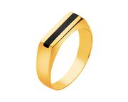 Sygnety - Złoty pierścionek z onyksem - sygnet - miniaturka - grafika 1