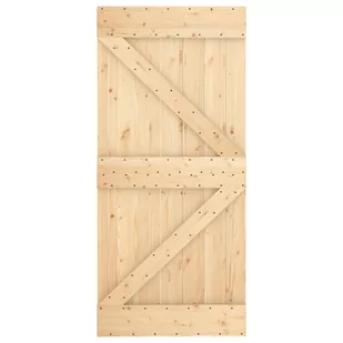 Drzwi przesuwne z osprzętem, 95x210 cm, lite drewno sosnowe 8721012083059 - Drzwi wewnętrzne - miniaturka - grafika 4