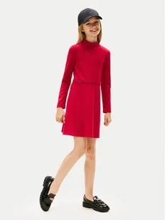 Tommy Hilfiger Sukienka codzienna Essential Skater KG0KG08790 D Czerwony Regular Fit - Sukienki i spódniczki dla dziewczynek - miniaturka - grafika 1