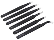 Akcesoria i kosmetyki do stylizacji brwi - Pęseta penseta pęsety antystatyczne zestaw 6 szt. - miniaturka - grafika 1