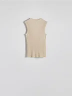 Koszulki i topy damskie - Reserved - Prążkowany top z wiskozą - ciemnoszary - miniaturka - grafika 1