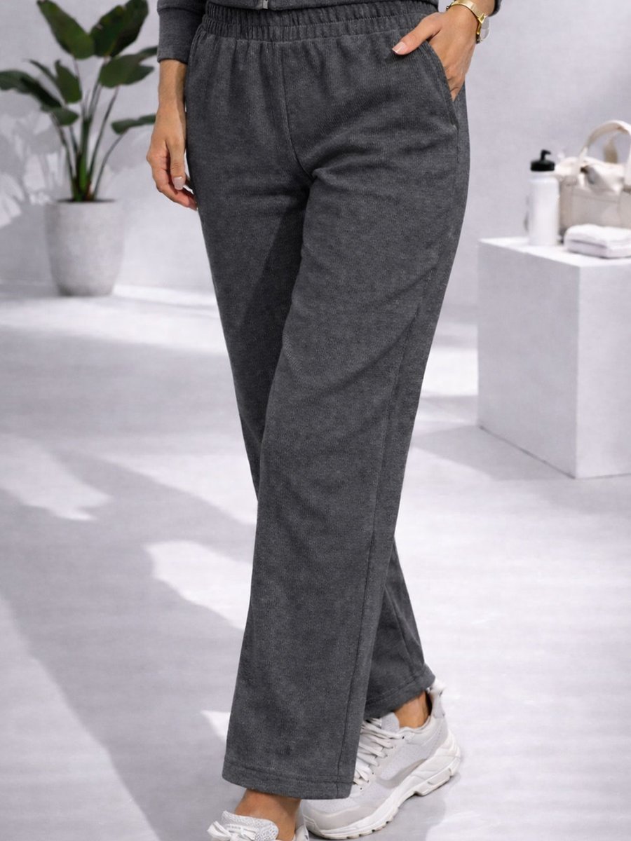 Spodnie dresowe z prosta nogawką granatowy L