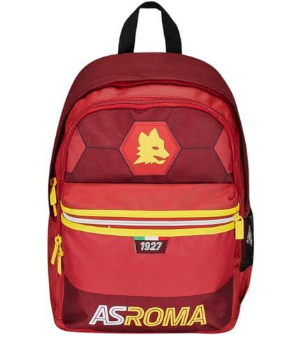 AS Roma Seven plecak szkolny A.S. Rzym piłka nożna - DO ZWYCIĘSTWA, żółto-czerwony - plecak z podwójną komorą, kieszeń na butelkę, plecak dla dzieci, pojemność maxi