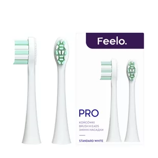 Feelo PRO White Standard Końcówki do szczoteczki sonicznej Feelo PRO białe 2 sztuki - Końcówki do szczoteczek elektrycznych - miniaturka - grafika 1