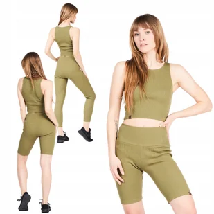 Komplet bawełniany damski oliwkowy top legginsy długie legginsy krótkie XL - Legginsy Komplet bawełniany damski oliwkowy top legginsy długie legginsy krótkie XL - Legginsy - miniaturka - grafika 1