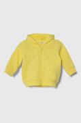 Bluzy i sweterki niemowlęce - United Colors of Benetton bluza bawełniana niemowlęca kolor żółty z kapturem gładka - miniaturka - grafika 1