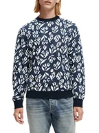 Bluzy męskie - Scotch & Soda Męska bluza z nadrukiem z okrągłym dekoltem Felpa Organic Cotton, Combo F 0222, L, Combo F 0222, L - miniaturka - grafika 1