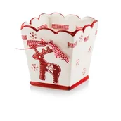 Donice - Osłonka kwadrat reniferek 15 cm beżowy - miniaturka - grafika 1