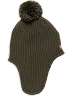 Czapki dla dzieci - HULABALU Czapka beanie "Pom Pom" w kolorze khaki - miniaturka - grafika 1