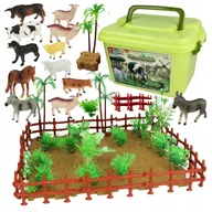 Zabawki interaktywne dla dzieci - FIGURKI ZWIERZĘTA DOMOWE DUŻA FARMA ZESTAW SKRZYNKA KUFEREK ZABAWKI 57EL - miniaturka - grafika 1