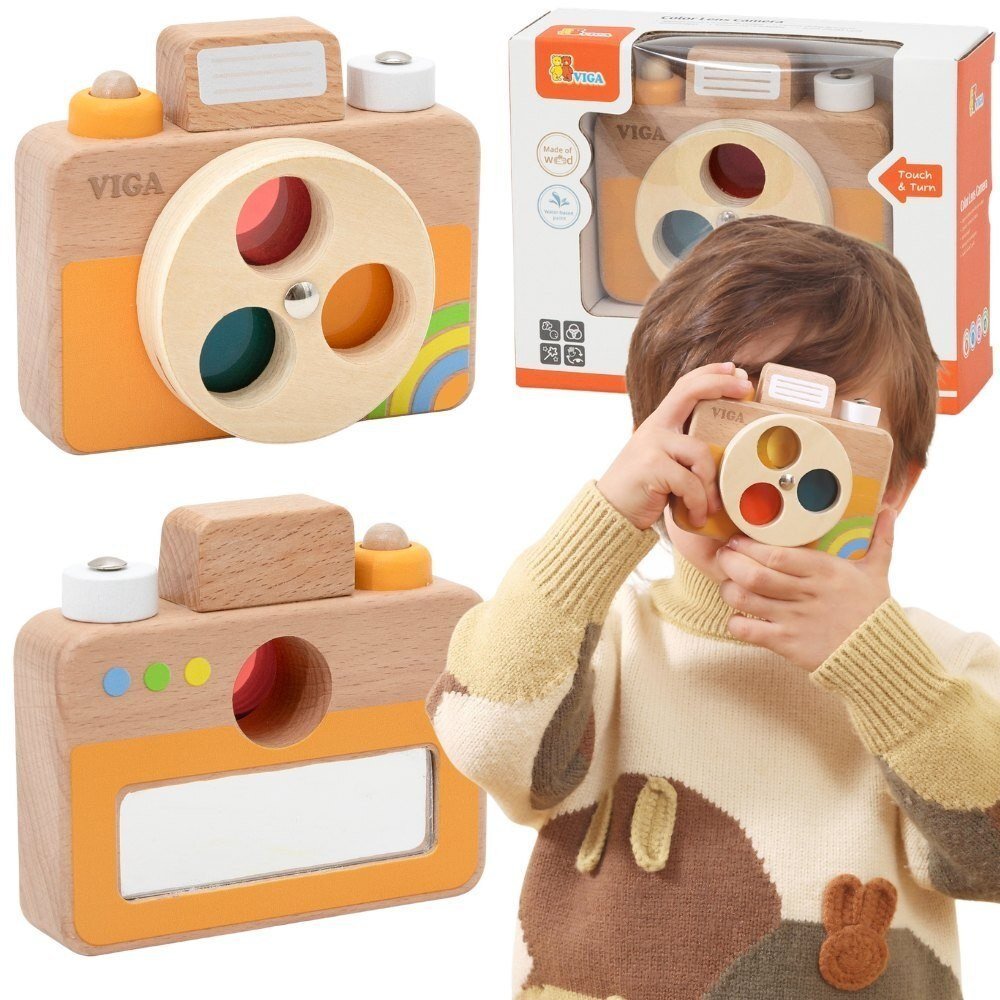 Pan i Pani Gadżet VIGA Drewniany Aparat Fotograficzny -Kolory i Dźwięk