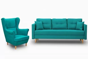 Zestaw Wypoczynkowy Skandynawski Sofa + Fotel - Komplety wypoczynkowe - miniaturka - grafika 1