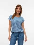 Koszulki i topy damskie - Vero Moda Koszulka w kolorze niebiesko-białym - miniaturka - grafika 1