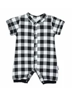 Kombinezony dla dzieci - Niemowlęcy rampers kratka biało-czarny Nicol,r.56 - miniaturka - grafika 1