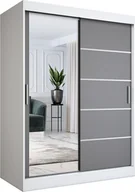 Szafy - MKPOL Szafa przesuwna MODUO COMFORT 3 150 biała mat/antracyt z lustrem - miniaturka - grafika 1