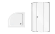 Kabiny prysznicowe - Kabina prysznicowa Besco Zarya 80x80 półokrągła chrom z brodzikiem Alex biały ZC-AL-80-190 - miniaturka - grafika 1
