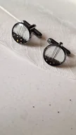 Spinki do mankietów i krawatów - Spinki do mankietów czarna akwarela - miniaturka - grafika 1