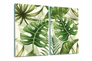 Deska Do Krojenia Szkło Hartowane Do Kuchni 2x30x52 Liście palm akwarela - Deski do krojenia - miniaturka - grafika 1